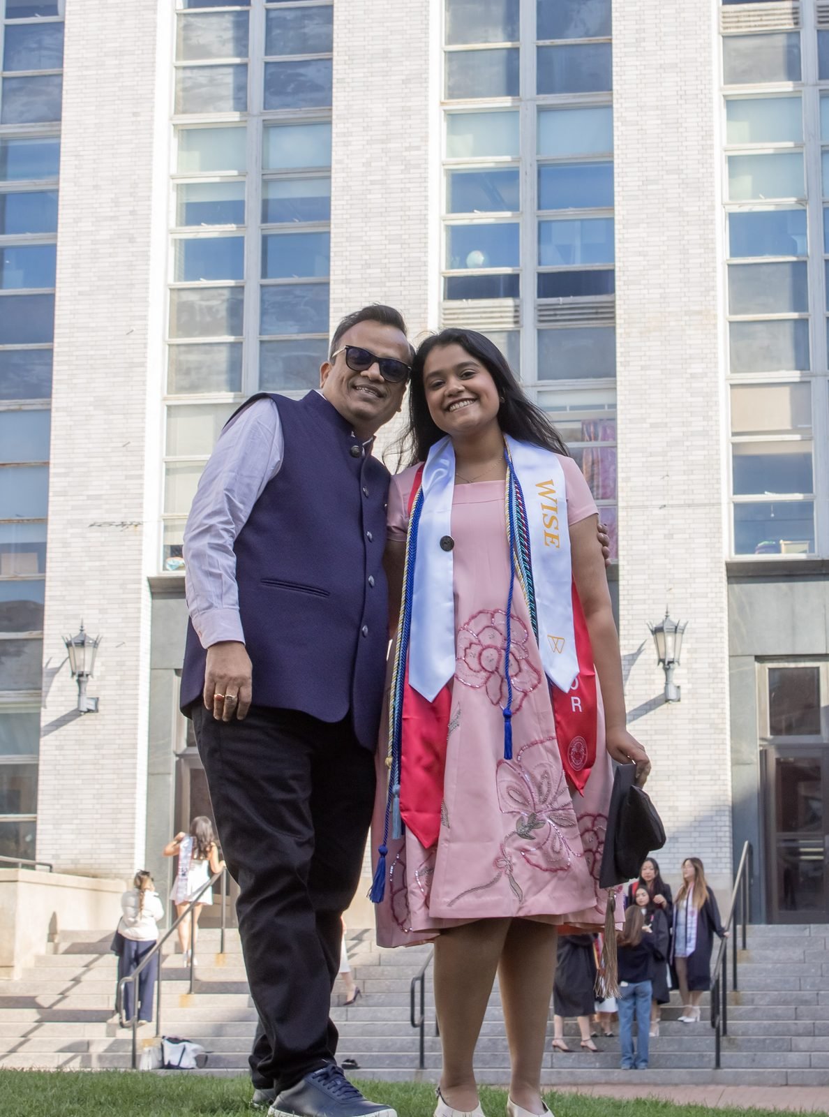 Ajay and Anjali Laddha together outside Northeastern University
